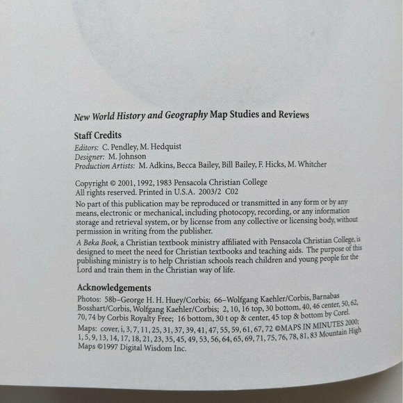 5/$12 Homeschool A Beka New World History Geography 6 Map Studies Review Teacher - Picture 4 of 7